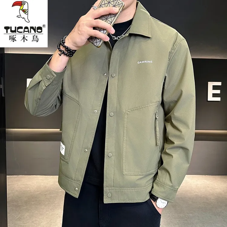 TUCANO/啄木鳥秋季暗纹格肌理感翻领痞帅夹克休闲时尚百搭嘻哈风