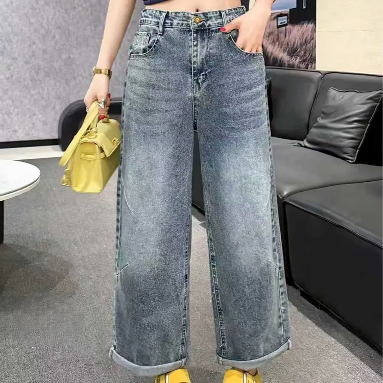 冬季牛仔阔腿裤-凡 9026潮流显瘦洋气百搭款胖MM大码女装新款