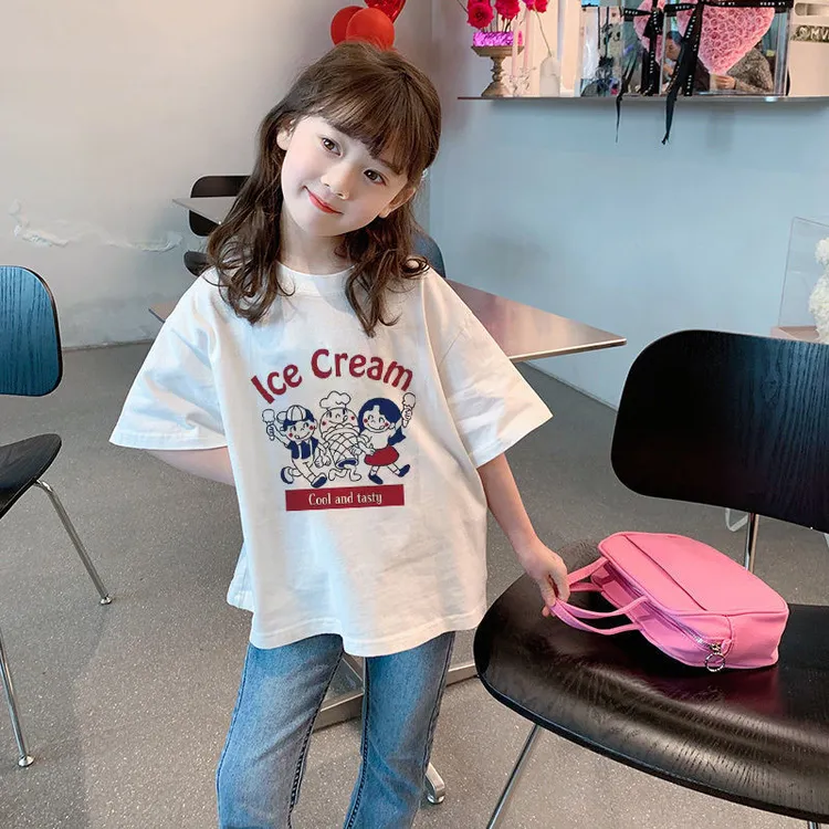 儿童时尚印花短袖2025年夏季中大童新款t恤洋气宝宝ins时尚上衣