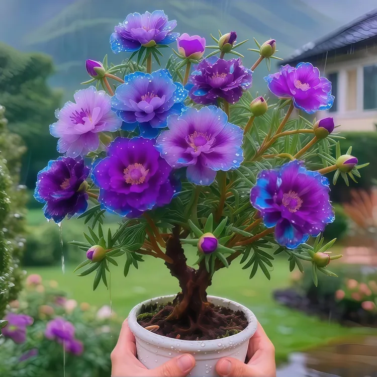 紫蓝边太阳花老桩王多年生老桩带根太阳花耐热好养易开花卉植物