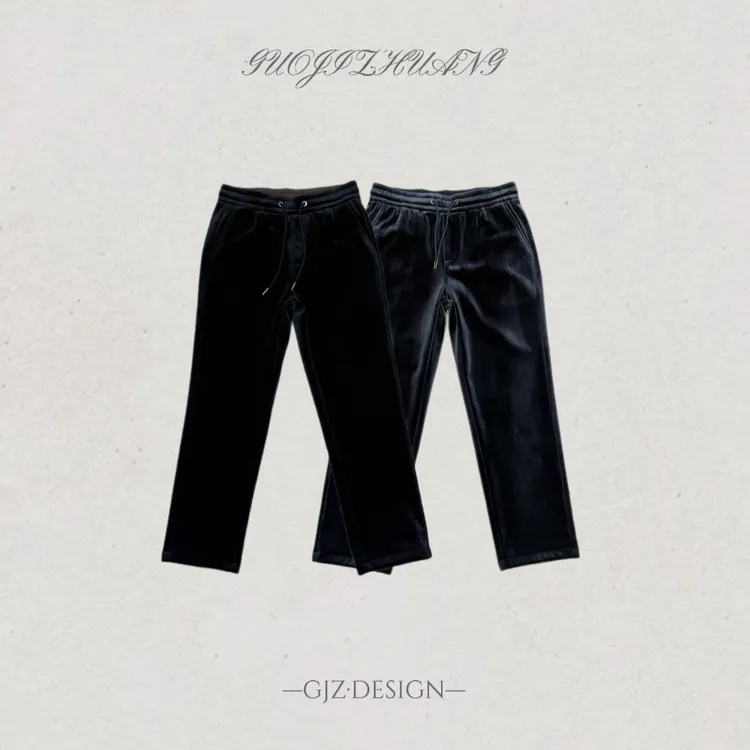 【国际装-金丝绒加绒】冬季新款男士百搭轻奢显瘦金丝绒直筒休闲裤