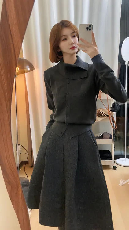 针织长袖围巾领百搭休闲冬季秋季毛针织衫不褪色开衫秋冬