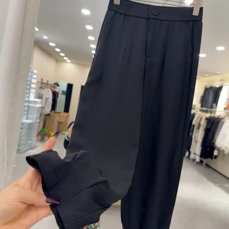 81定制返场王百搭舒适一个扣黑色琉璃纱裤-902