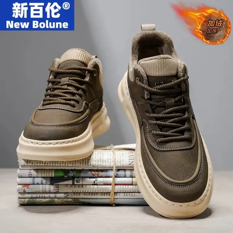 新百伦2025秋冬季男鞋加绒舒适保暖棉鞋百搭休闲软底运动阿甘潮鞋