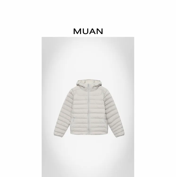 木岸MUAN：《排骨连帽羽绒服》定制空气壳90白鸭羽绒服女D-MJ-F8358