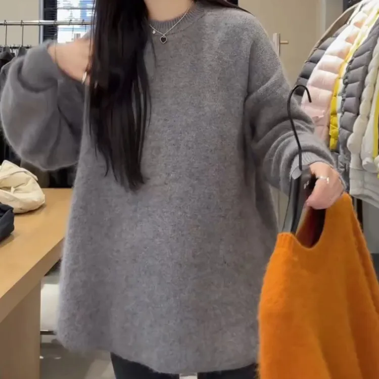 新款套头毛衣秋冬季宽松慵懒风软糯针织衫上衣LK2507287