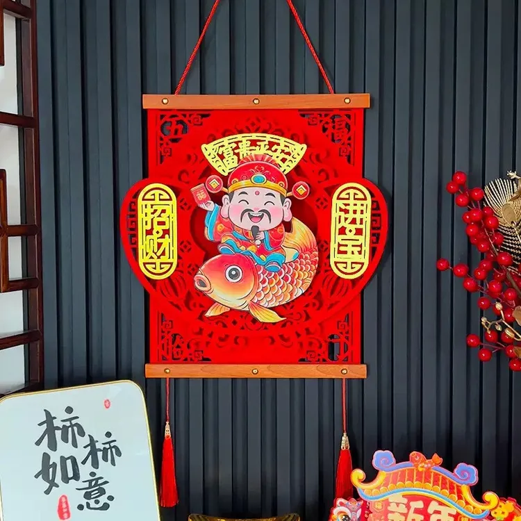 马年电动摇头财神爷挂件新年立体挂饰迷你小财神到春节客厅布置