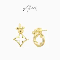 AIAX 镀K金 经典法式气质简约两戴款镂空老花耳环TSL1018