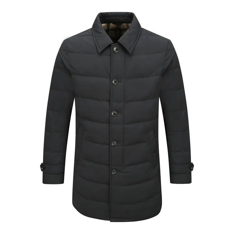 H1248.柜台新款样板男士冬季翻领中长款羽绒服 鸭绒保暖防风外套 