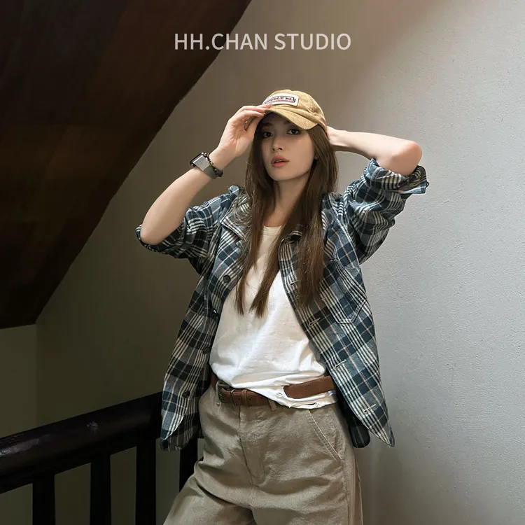 HH.CHAN“美式夹克”定制亚麻高支长绒棉RL美式复古外套HH52F36980