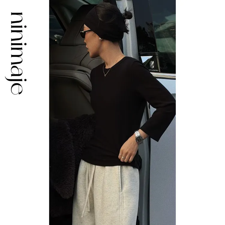 NanBeiBei 齐色入百搭基础柔软肤感九分袖T 7957