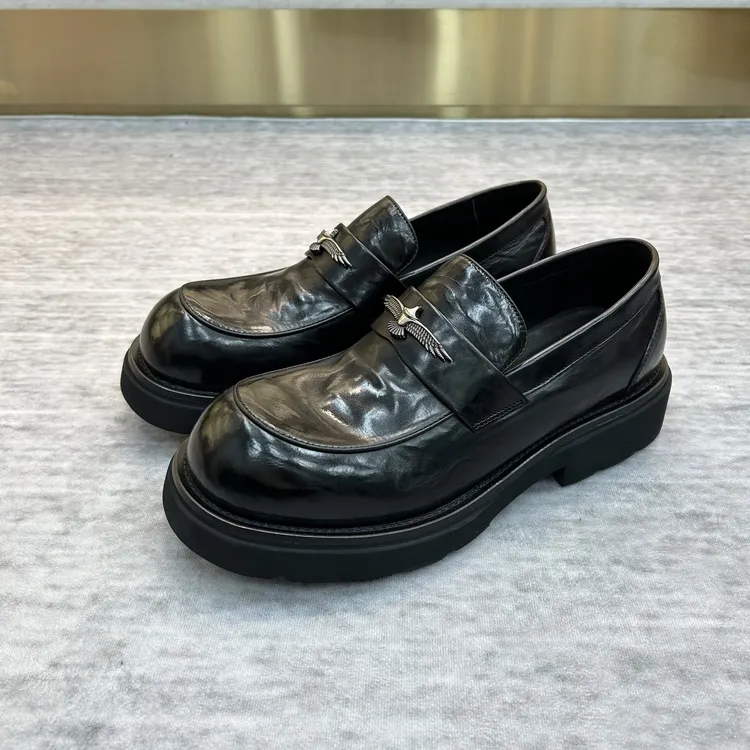 春秋新款男士厚底牛皮透气商务休闲百搭潮流真皮皮鞋男鞋