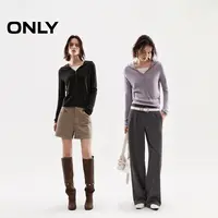 ONLY2025秋季新款松弛慵懒连帽设计正肩修身针织衫女|125324027
