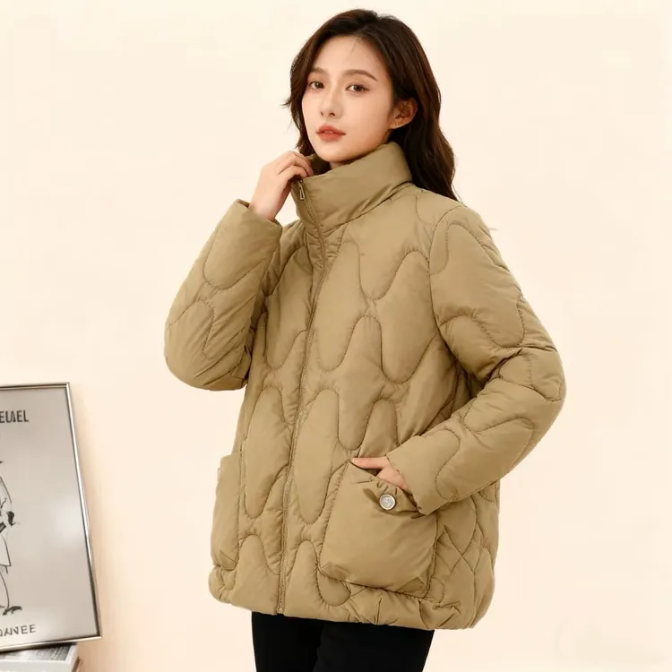 【现货+运费险】大码冬季立领纯色宽松中长款保暖棉衣棉服2511