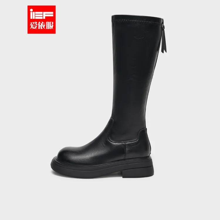 IEF/爱依服2025秋冬新款美式百搭休闲时尚辣妹圆头厚底骑士靴长靴