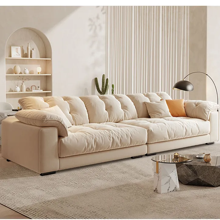 2025新款布艺沙发客厅意式奶油风科技现代简约直排慵懒风云朵沙发