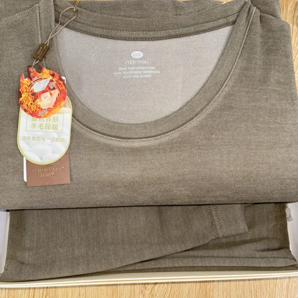 新款男士纯色磨毛保暖内衣秋衣秋裤套装发热防寒厚款适合秋冬穿着