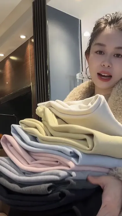 韩系冬季新款加绒加厚糯米阔腿裤慵懒风休闲裤女垂感直筒松紧长裤