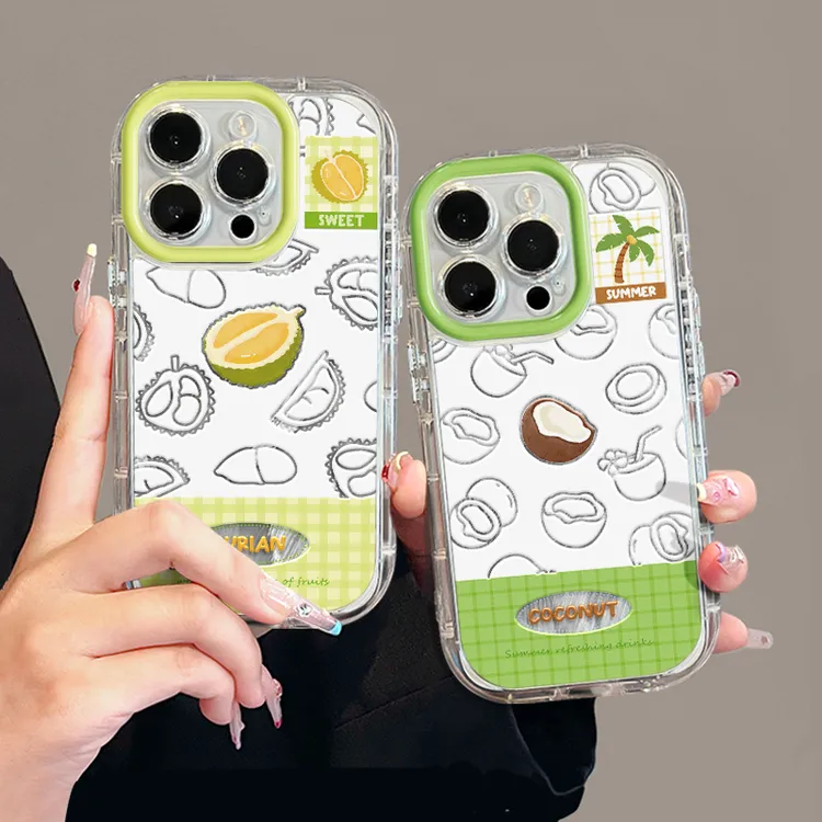 格纹拼接椰子适用苹果16promax泡芙手机壳iPhone15羽纱华为小米15