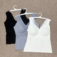 静静推荐 原创新款蕾丝花边V领舒服显瘦美背（1件装）958