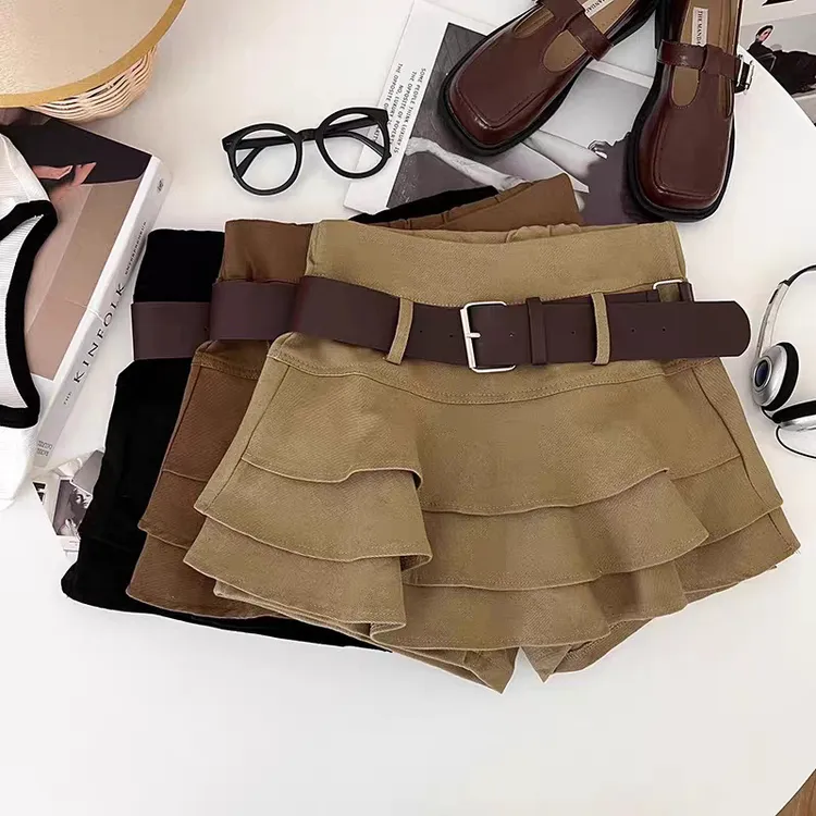 ins小个子短裙咖色半身裙女秋冬季2025新款高腰a字裙百搭蛋糕裙子