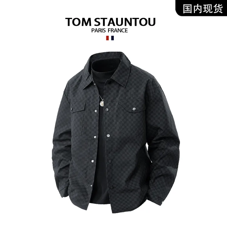 【品牌撤柜清仓】TOM STAUNTOU秋季新款翻领商务时尚休闲夹克外套男