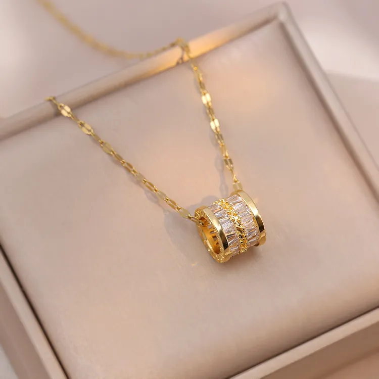 钛钢锆石项链 项链日韩风锆石大蛮腰小众设计感日韩字母项链锁骨