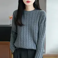 麻花毛衣女慵懒高级感松弛感上衣2025冬季新款大码胖mm打底衫洋气