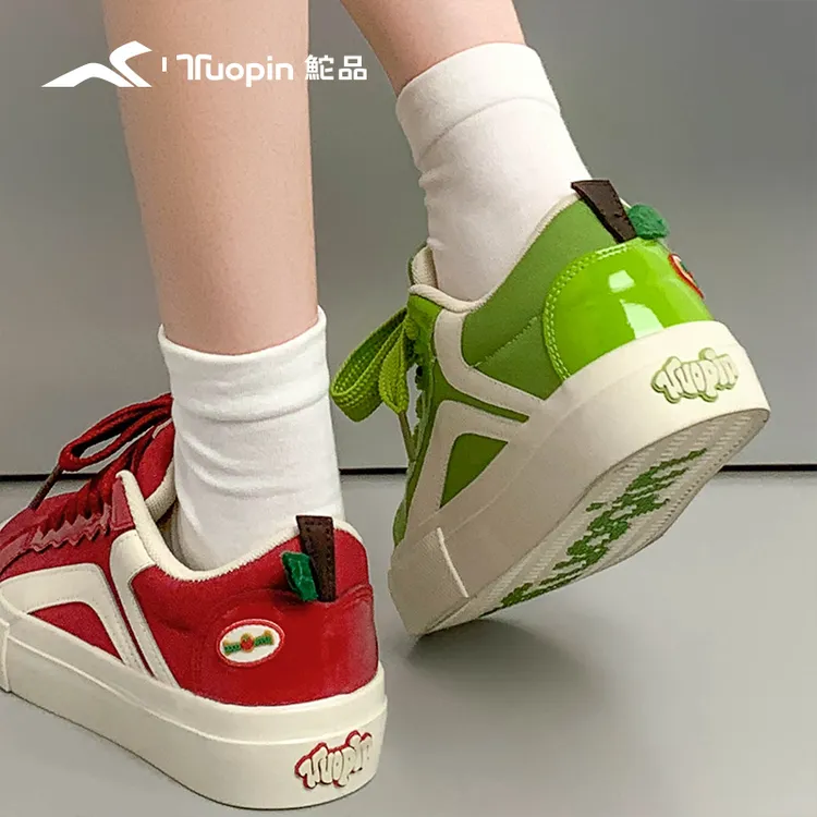 【明星同款鞋女款】鮀品苹果鞋低帮板鞋2025秋冬酒红面包鞋休闲女鞋