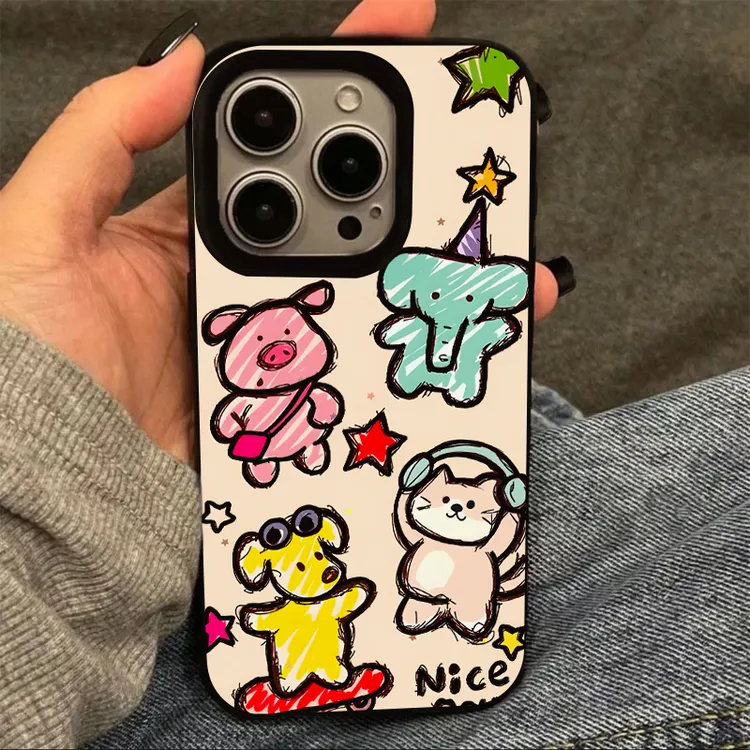 奥菲顿彩绘涂画动物适用苹果17/16果冻手机壳华为p70vivo小米oppo