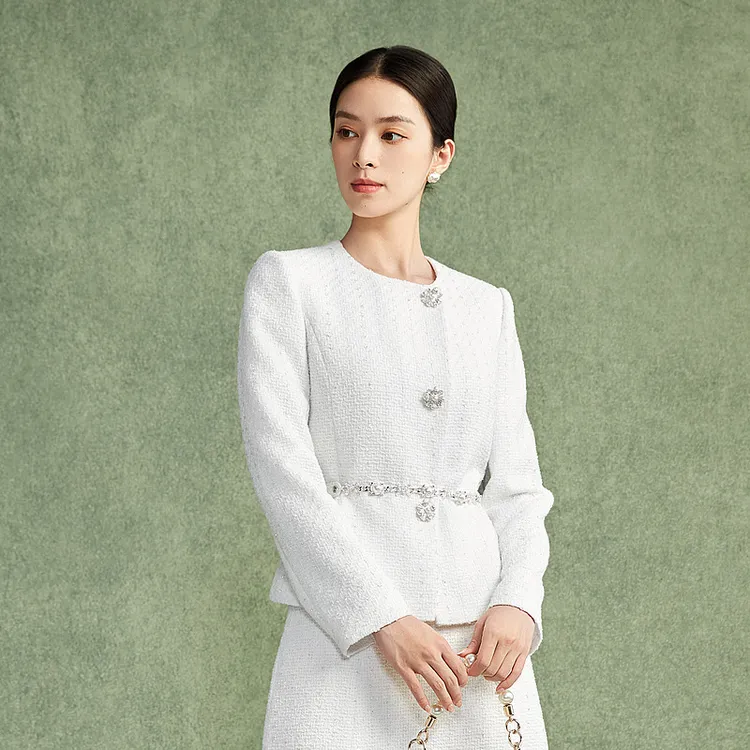 【晨粉专享价】优雅摩登圆领短外套2024秋冬新款-MJFD02WJK707W11