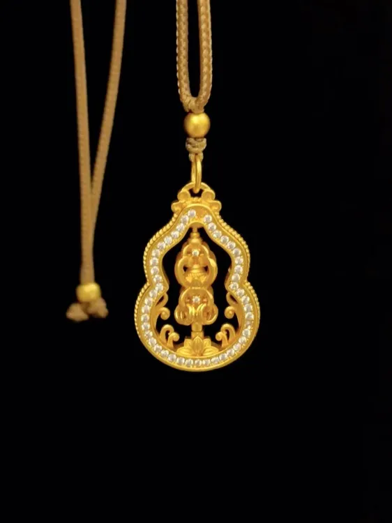 铜合金项链 福禄锡杖项链 · 九华系列古法镶嵌葫芦禅杖吊坠毛衣链