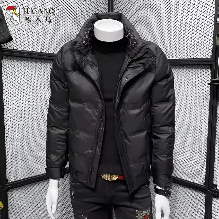 啄木鳥冬季潮牌立领羽绒服男士轻薄休闲上衣白鸭绒保暖加厚外套男