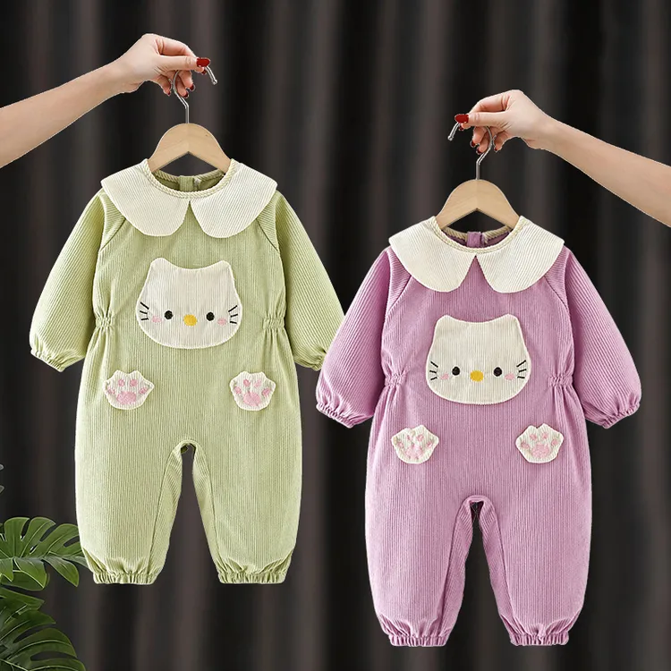 宝宝爬行防脏罩衣秋冬洋气连体哈衣儿童户外穿玩耍一体式爬爬服