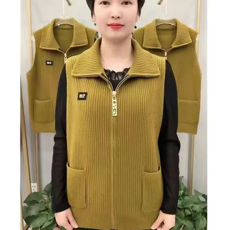 马甲宽松型立领中长裙中老年女装马甲秋冬秋季休闲气质春秋显瘦