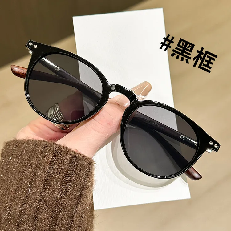 木纹小框墨镜女生专用防晒防紫外线时尚百搭遮阳太阳眼镜