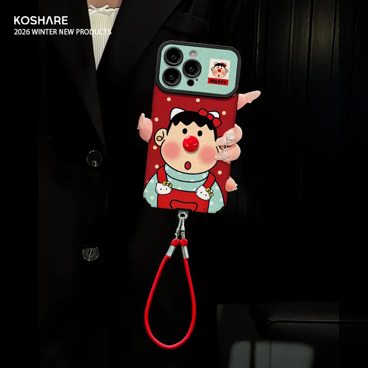 红鼻子胖虎适用苹果17华为VIVO/OPPO小米iPhone16视窗贴皮手机壳