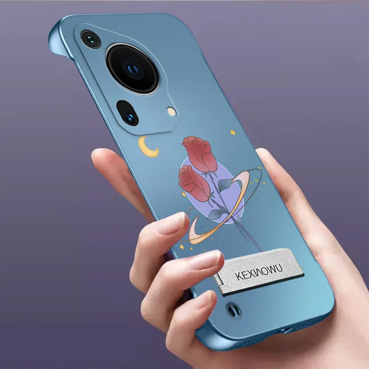 适用华为Pura70ULTRA手机壳无边框超薄玫瑰支架防摔散热保护套