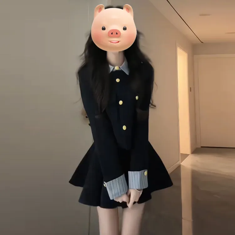 小香风千金感法式内搭套装连衣裙子女2026出片冬装一整套新年战袍