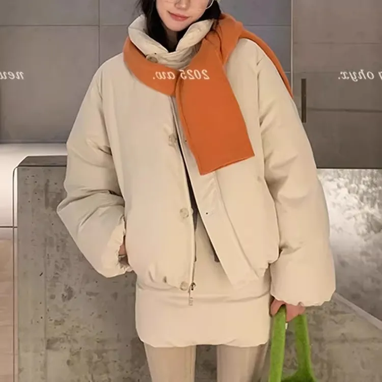  Z102#韩系显瘦立领小个子简约冬季新款短款面包服外套短裙套装