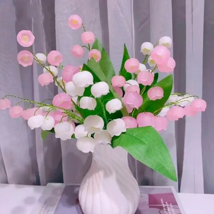 网红双拼铃兰花手工DIY材料包自制花束母亲节送手工花束diy材料包