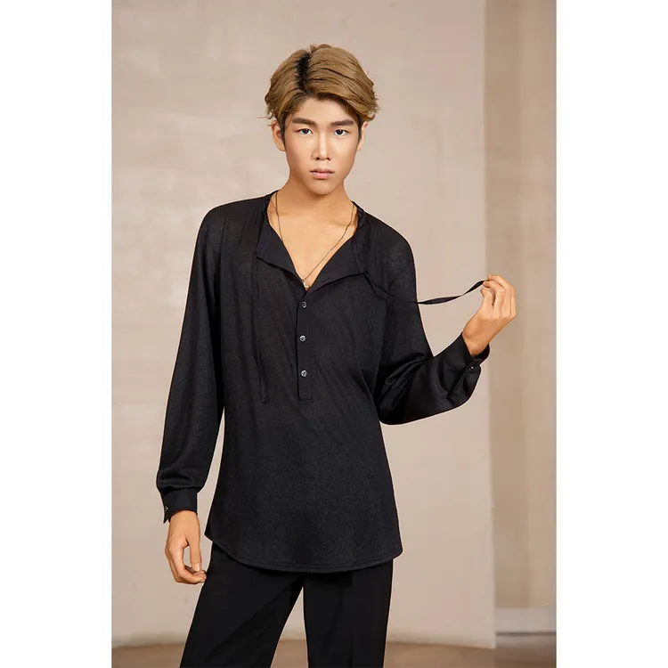 NY717男士拉丁舞服上衣-东鑫国标舞拉丁专业练功服