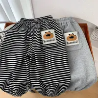 男童条纹卫裤春秋装束脚裤2025秋季男孩宽松运动裤宝宝柔软休闲裤