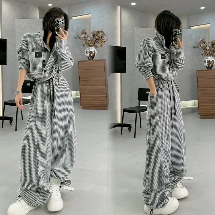 2025秋冬新款时尚显瘦气质网红高档套装女高级百搭宽松大码两件套