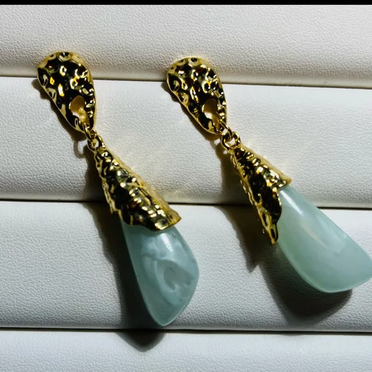 合金耳饰 79号复古绿色气质耳饰古风轻奢高级耳环百搭时尚长款