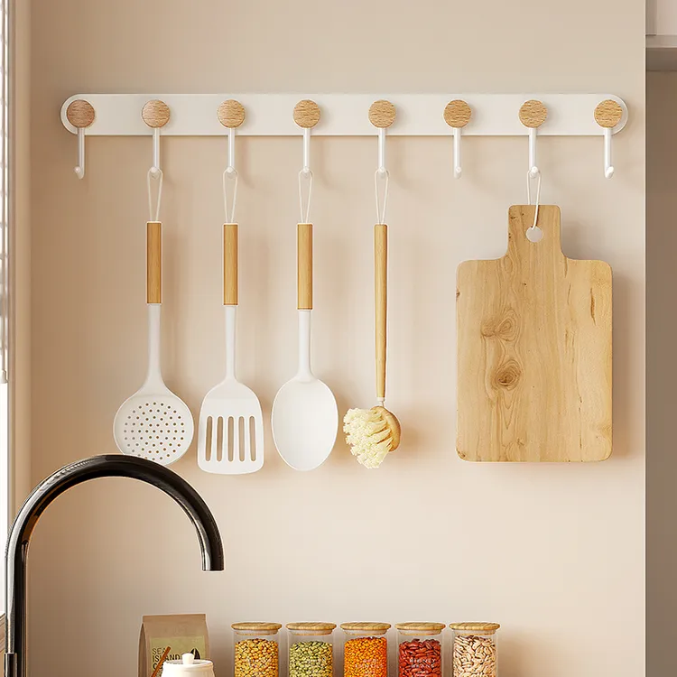 厨房收纳挂钩免打孔厨房挂钩挂勺子铲子壁挂式收纳厨具挂杆置物架