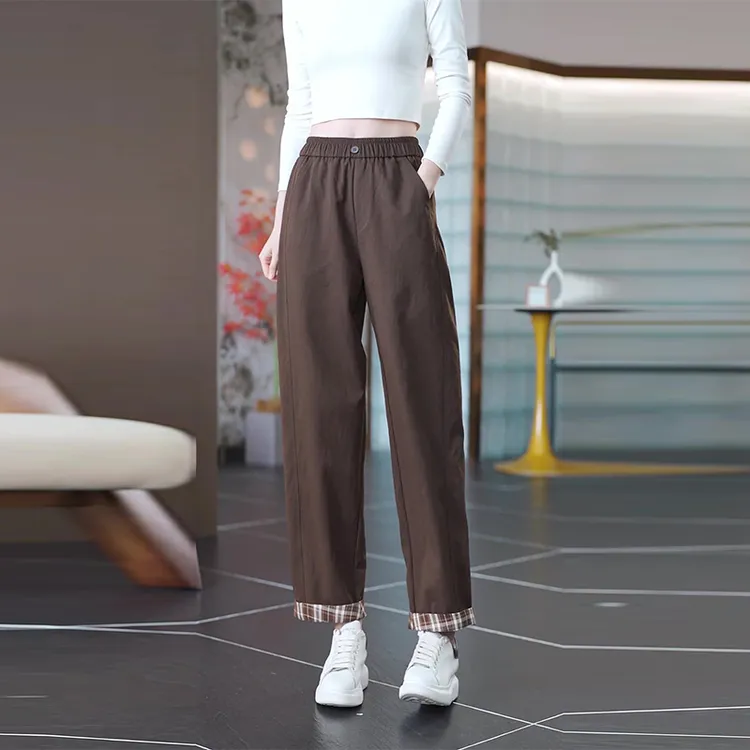 哈伦裤2025秋季新款透气休闲裤黑色九分阔腿裤萝卜裤高腰长裤