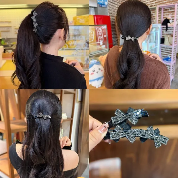 满钻马尾夹日韩简约风香蕉夹后脑勺一字夹少女风高马尾发夹竖夹