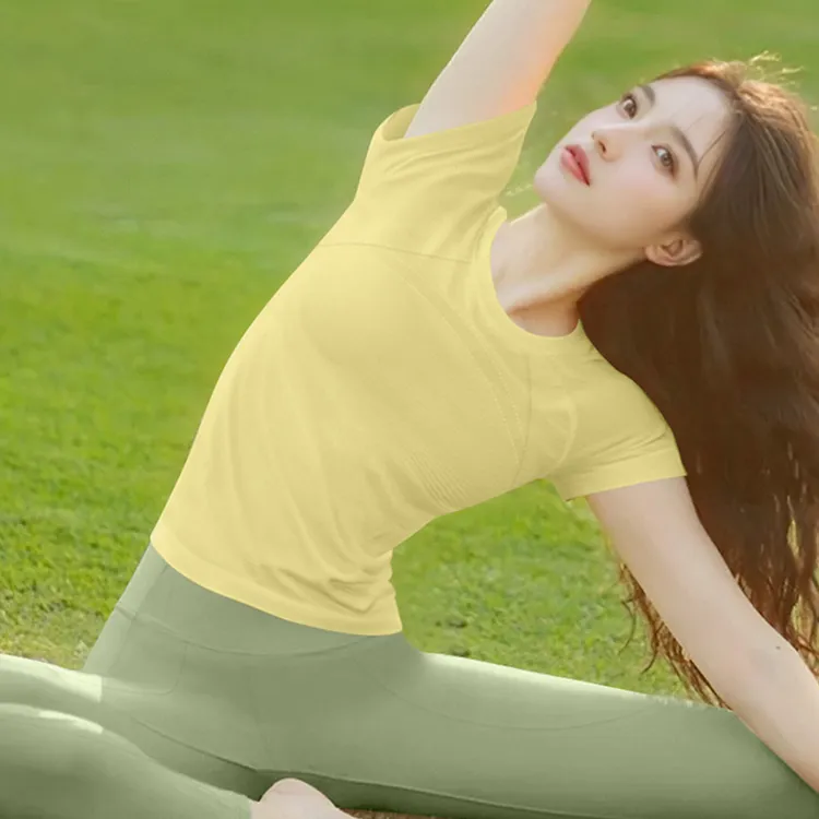 瑜伽服女2025新款套装高级感显瘦短袖高弹透气专业普拉提训练上衣