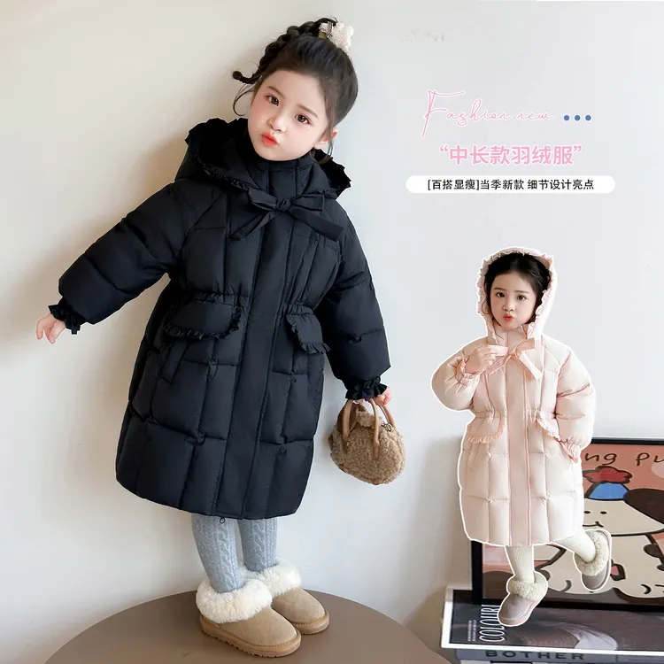 女童羽绒服冬装2025新款洋气女宝宝冬季白鸭绒外套儿童保暖中长款